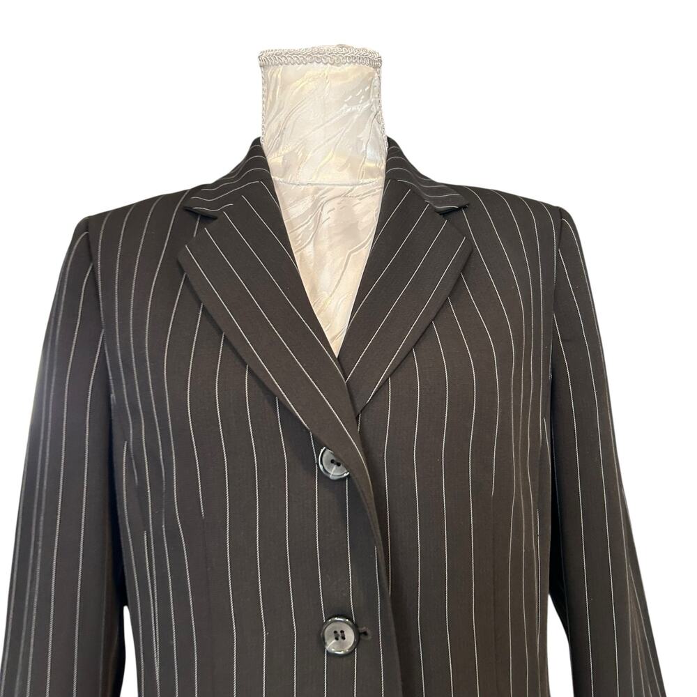 Vintage 90s/Y2K Black White Pinstripe Blazer Sz 8 - Picture 5 of 15
